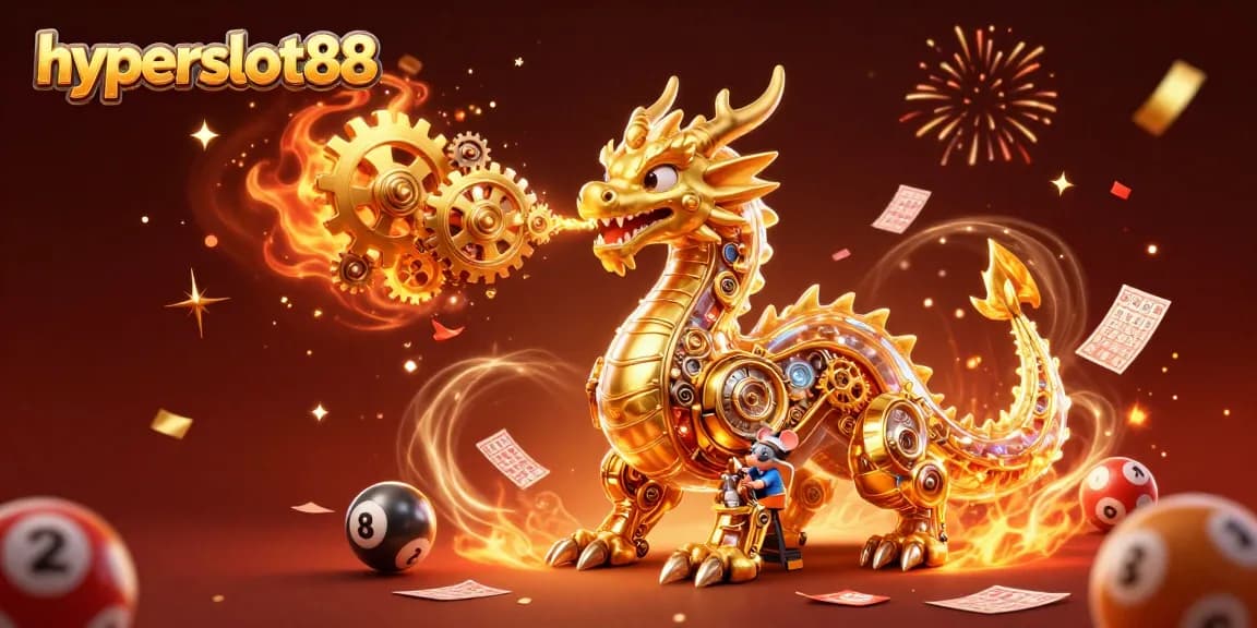 Experience the excitement of hyperslot88 with a dynamic lottery-themed illustration showcasing captivating gambling elements.