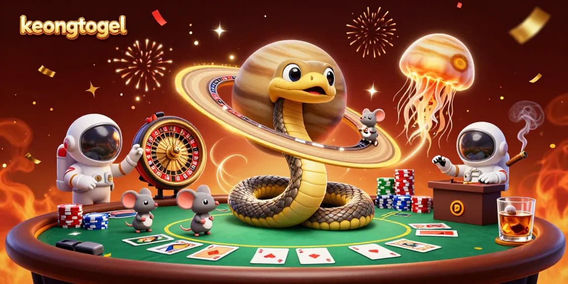 Enhance your winning chances with keongtogel's cosmic casino illustration featuring betting astronauts.