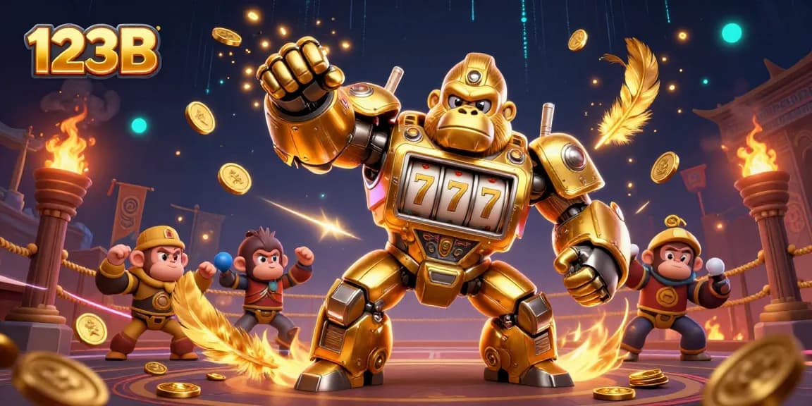 Join the excitement at 123B with a thrilling slot adventure led by a golden mech!