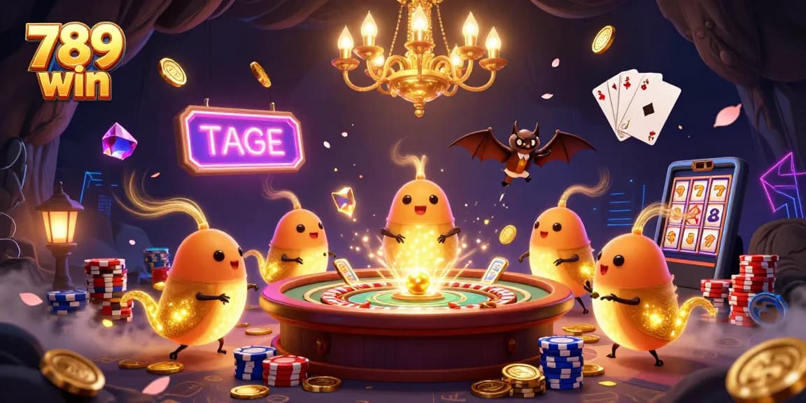 Experience thrilling gaming at 789 win with glowworms in a vibrant casino scene.