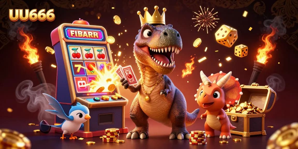 Experience the thrill at UU666 with a vibrant casino scene featuring animated characters in action.