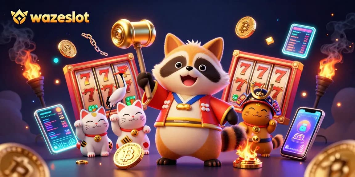 Experience exciting wins at WAZESLOT with vibrant 3D casino elements in a dynamic illustration.