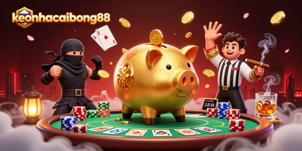 Experience exhilarating gameplay with keonhacaibong88, featuring vibrant cartoon characters in a lively casino scene.