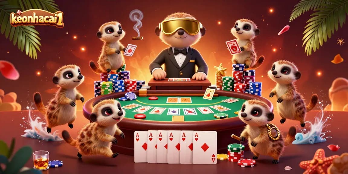 Meerkats operate a vibrant casino scene, showcasing keonhacai1’s playful gambling environment.