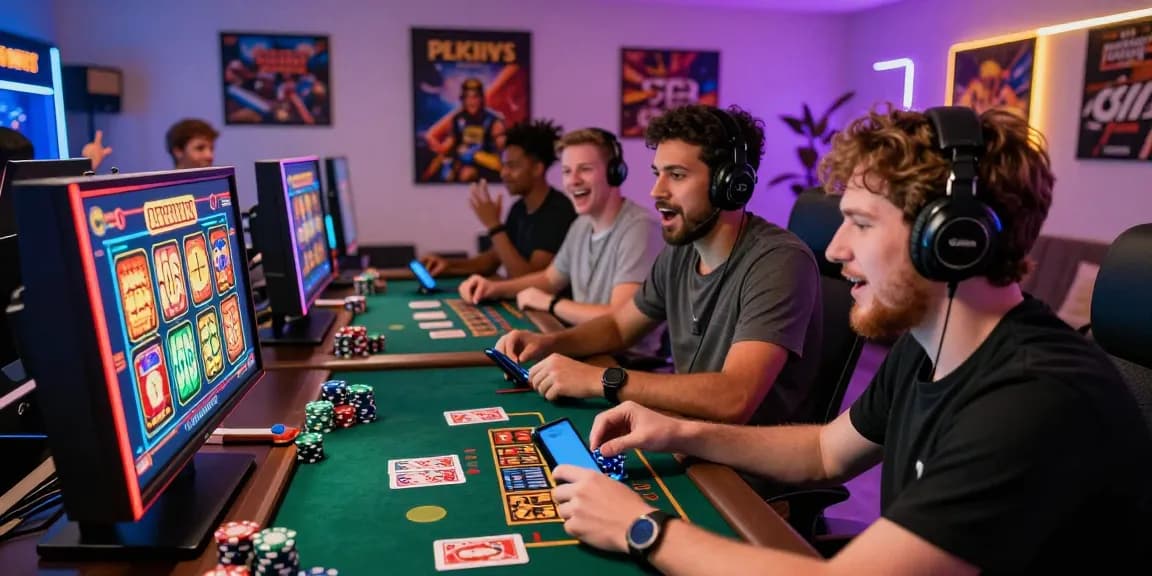 Engaged players on ngamenjitu platform enjoying dynamic online gambling experience with colorful game screens.