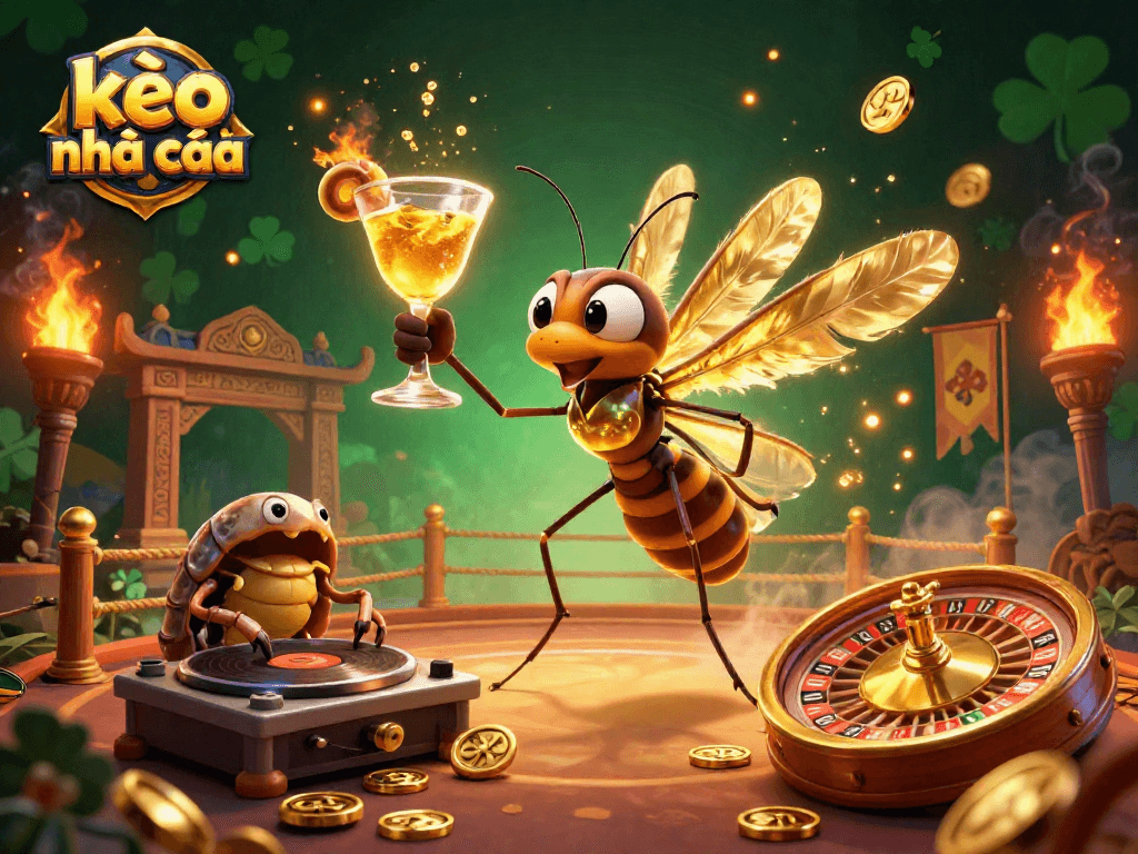 Engage with kèo nhà cái illustrated as a casino scene featuring vibrant characters and dynamic elements.