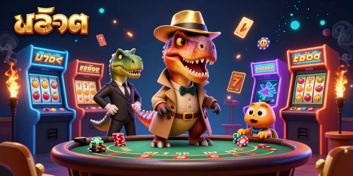 Engage in exciting สล็อต gameplay with vibrant characters amidst dynamic casino elements.