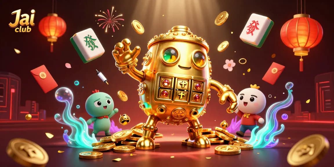 Win big at Jai club with an enchanting 3D scene of golden treasures and festive elements.
