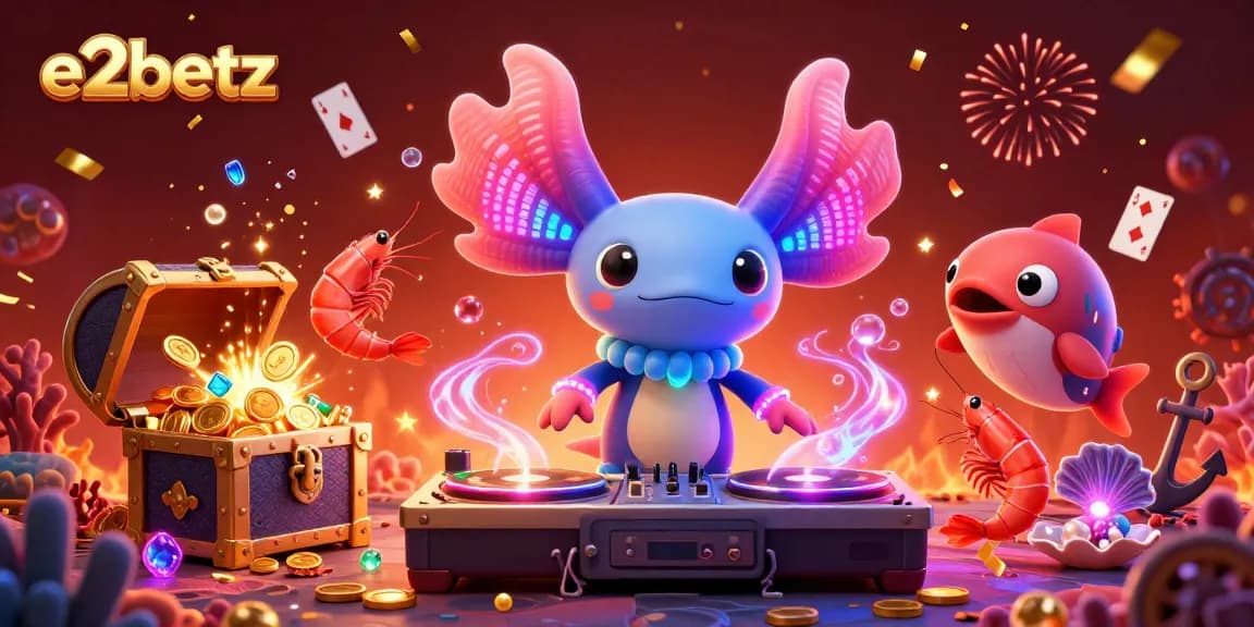 Experience winning moments at e2betz with vibrant underwater gaming characters and rich casino elements.