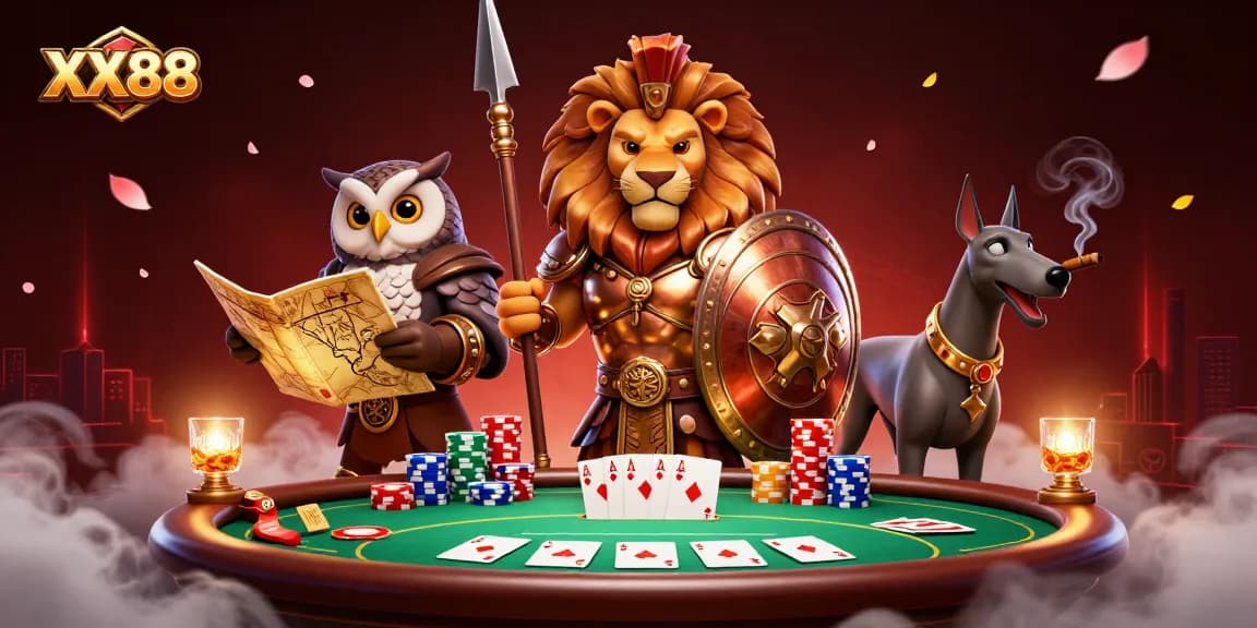 Engage with the thrilling essence of XX88 as a Spartan lion and allies dominate the poker scene.