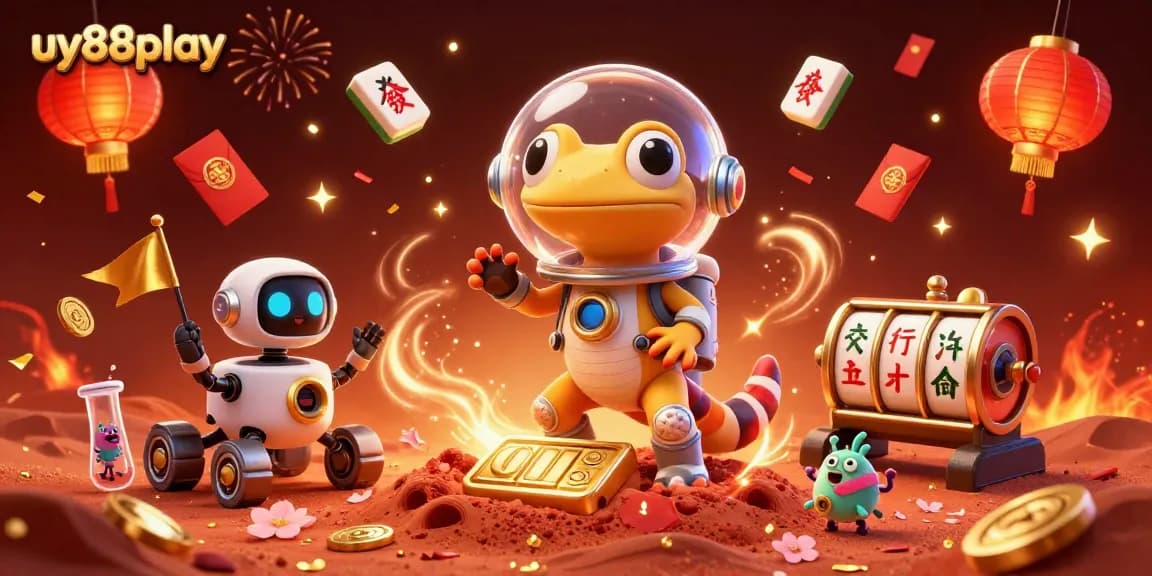 Experience the thrill of uy88play with a Martian gecko discovering a golden casino!