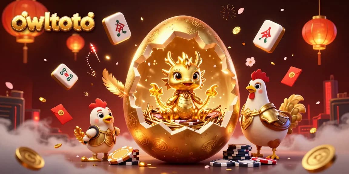 Experience excitement with owltoto as the golden dragon guards winning poker chips in a vibrant casino scene.