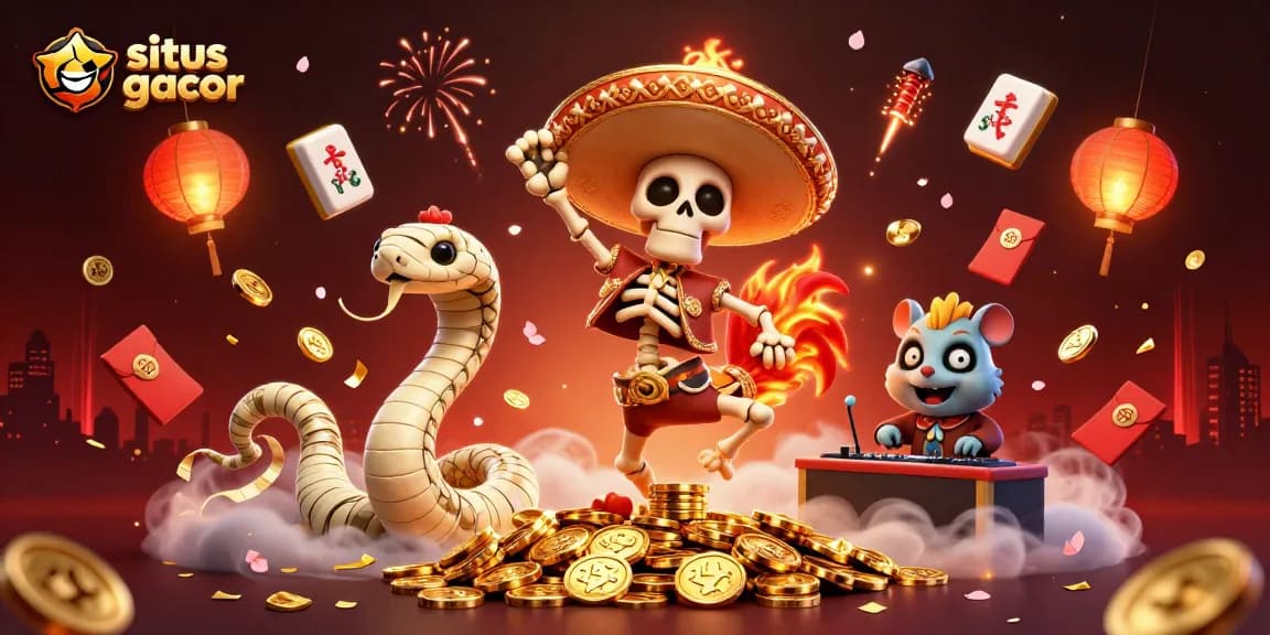 Experience the excitement of situs gacor with a vibrant 3D illustration showcasing a lively casino scene.
