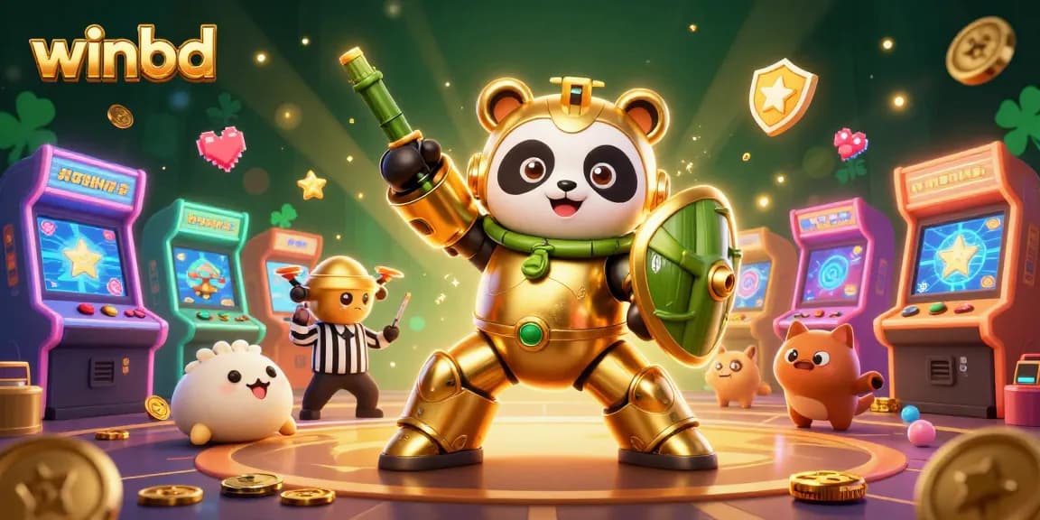 Engage in exciting gameplay at winbd with vibrant 3D characters and casino elements all around.
