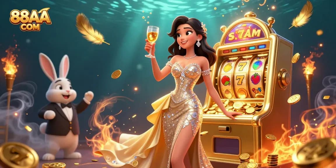 Win big at 88AA COM with a stunning jackpot scene showcasing excitement and elegance.