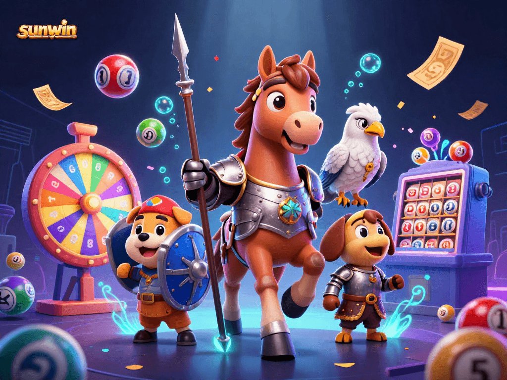 Experience the thrill of winning at sunwin with vibrant elements and characters in action.
