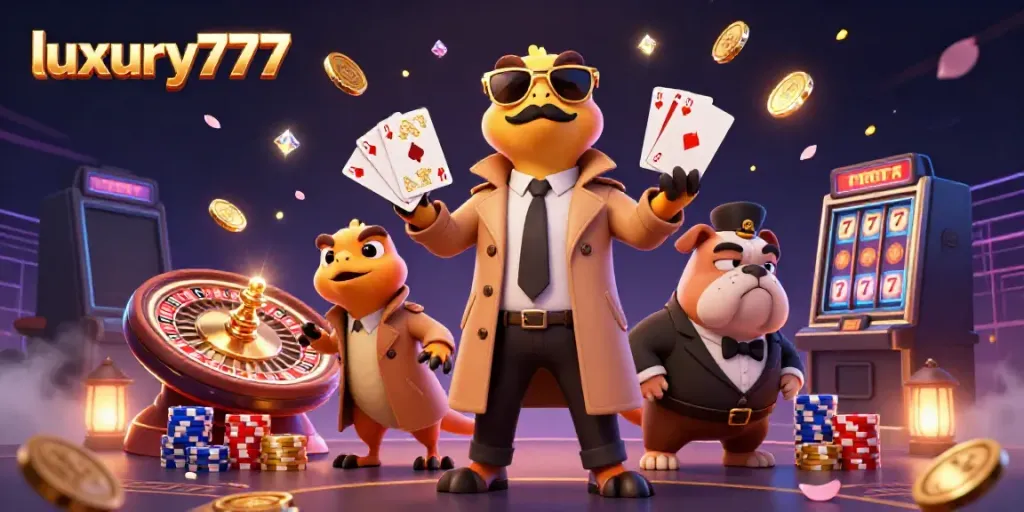 Engage with luxury777's thrilling casino fun featuring cartoon raptors and vibrant game elements.