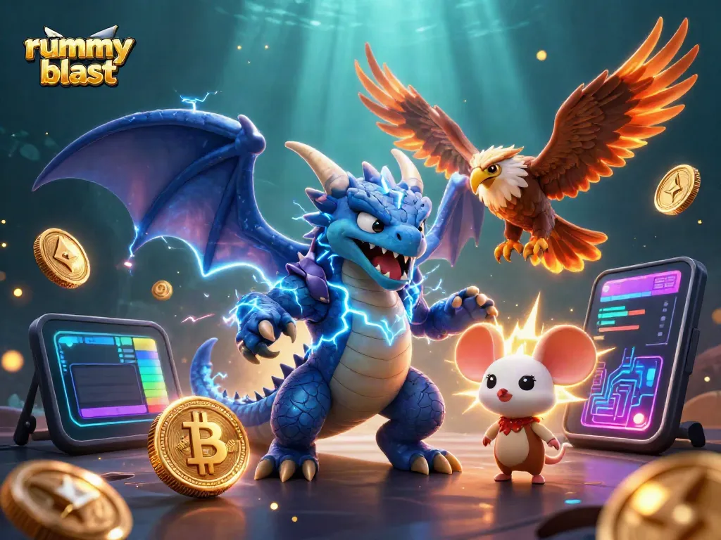 Play rummy blast with thrilling characters in a vibrant, secure gaming landscape.
