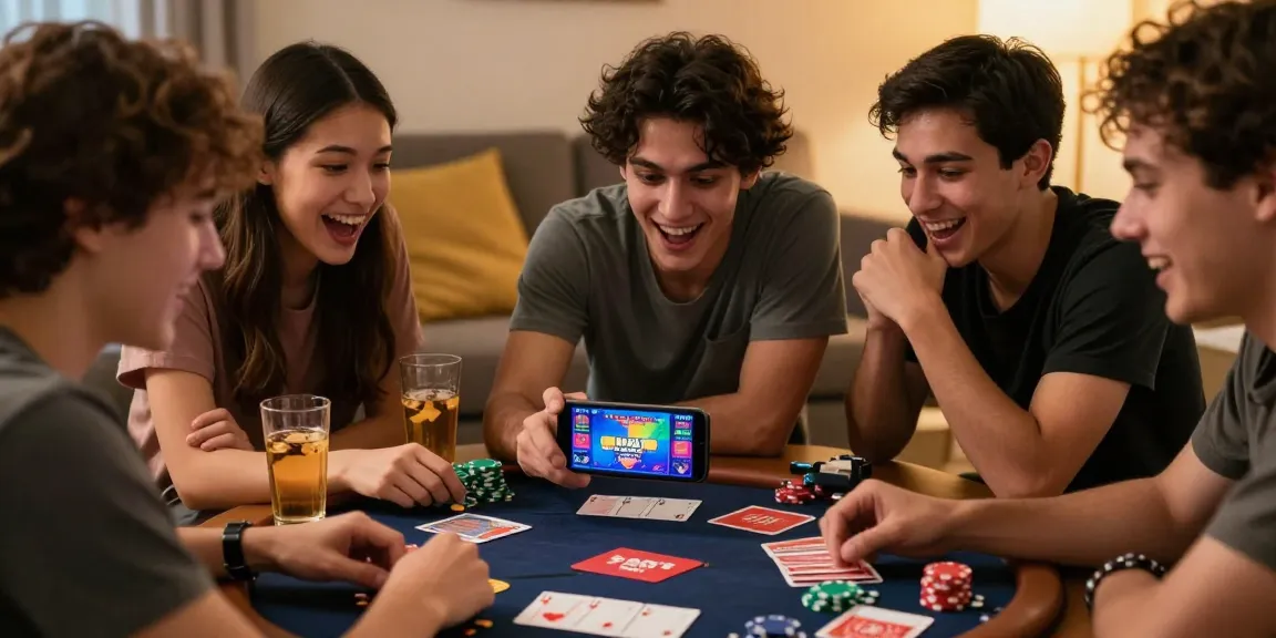 Group enjoying Teen Patti Vegas game, visit site for APK download and bonuses.
