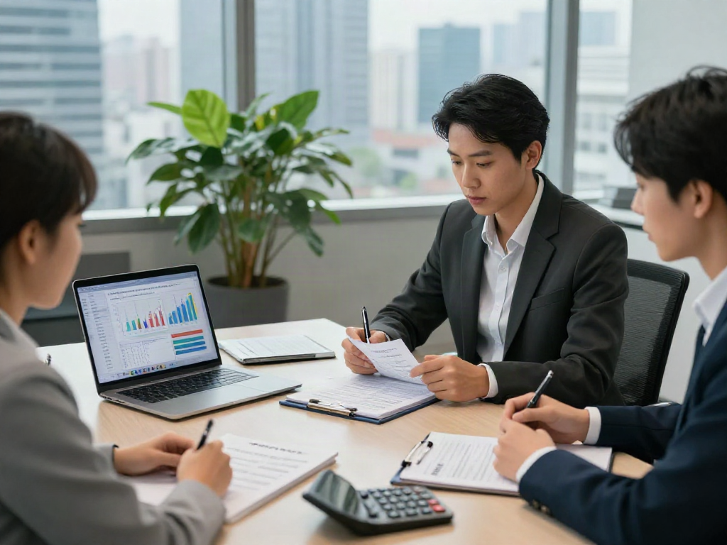 Client meeting with a financial advisor discussing how to deposit 10k effectively.