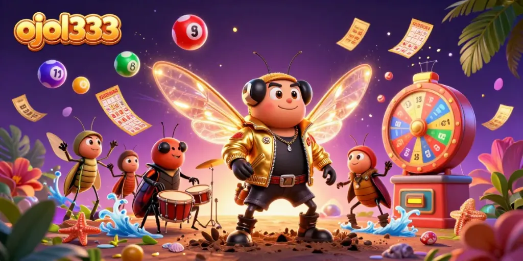 Experience the excitement of ojol333 with a vibrant 3D casino scene, packed with entertainment elements.