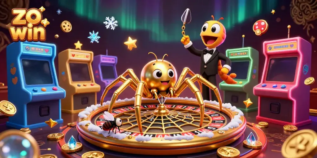 Experience the thrill of winning with Zo Win in this colorful, vibrant casino scene.
