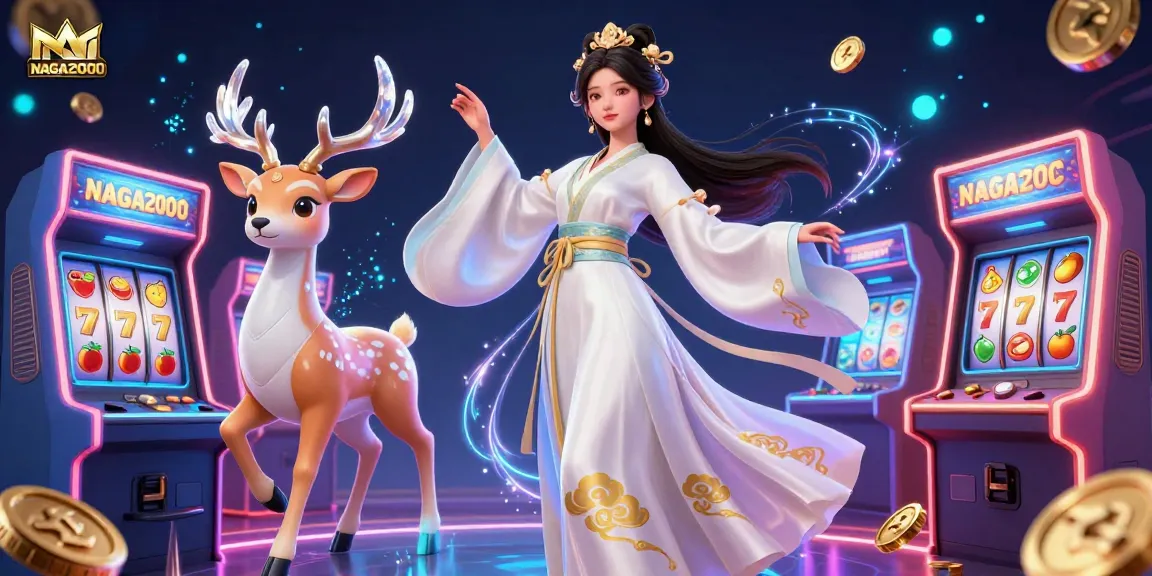 NAGA2000 menangkap esensi kegembiraan permainan dengan ilustrasi 3D dinamis dari suasana kasino yang menampilkan mesin slot yang hidup dan karakter yang menawan.