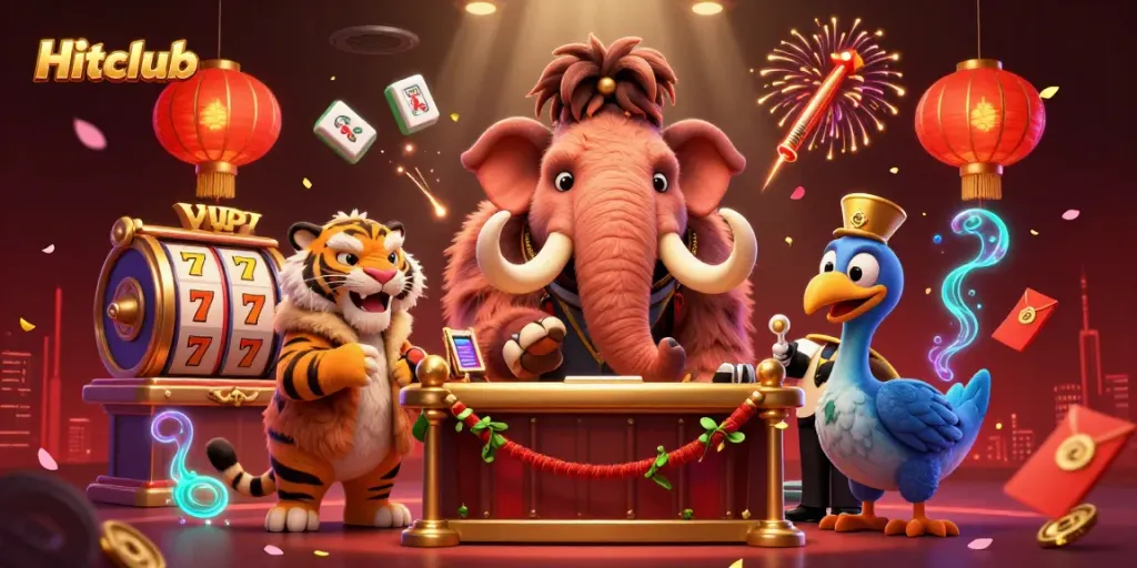 Engage in thrilling spins at Hitclub, where the 3D cartoon characters create an energetic casino atmosphere.