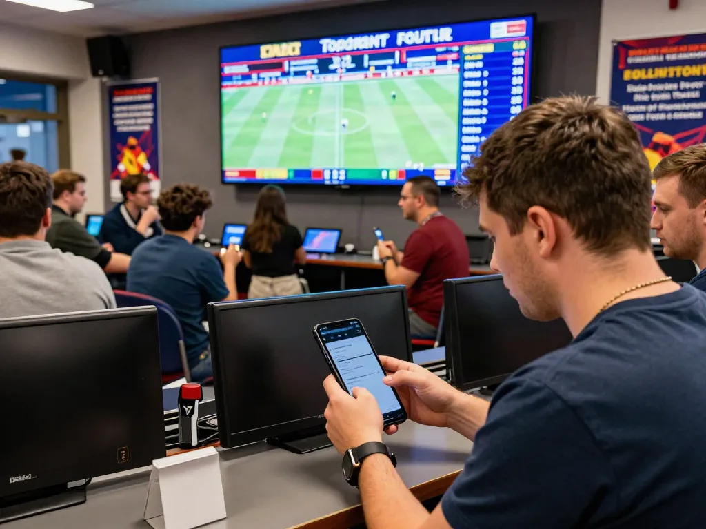 Learn more about this vibrant TopSport betting agency scene showcasing live sports events.