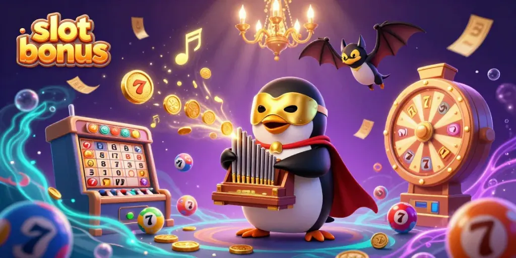 Experience thrilling moments with the slot bonus as the penguin plays amidst vibrant game elements!