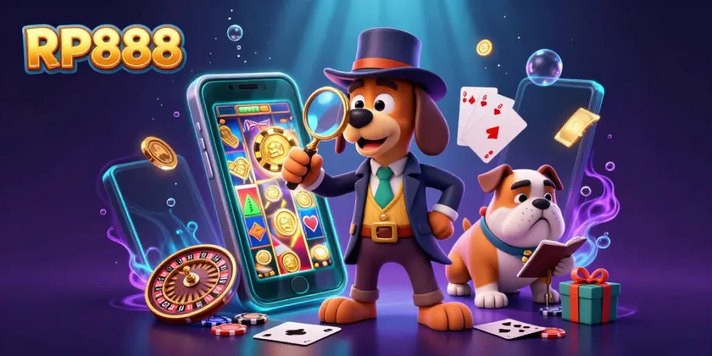 RP888 membawa pengalaman slot online yang menyenangkan dengan karakter detektif dan aset kasino.