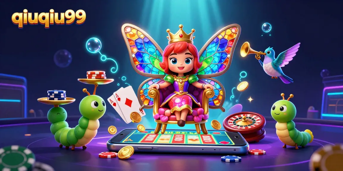 Engage in thrilling poker action at qiuqiu99, featuring a colorful butterfly queen and dazzling game elements.