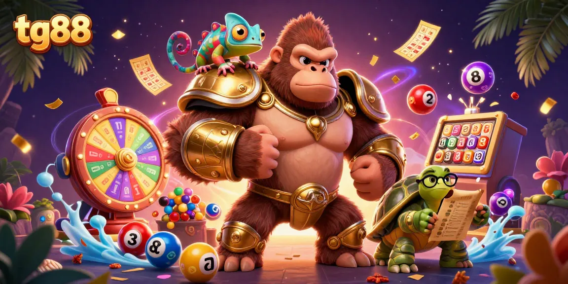 Experience thrilling gameplay with tg88 amidst colorful lottery balls and casino elements in a vibrant 3D scene.
