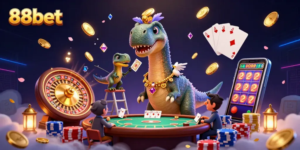 Experience thrilling wins with 88bet, as cartoon characters bring casino excitement to life!