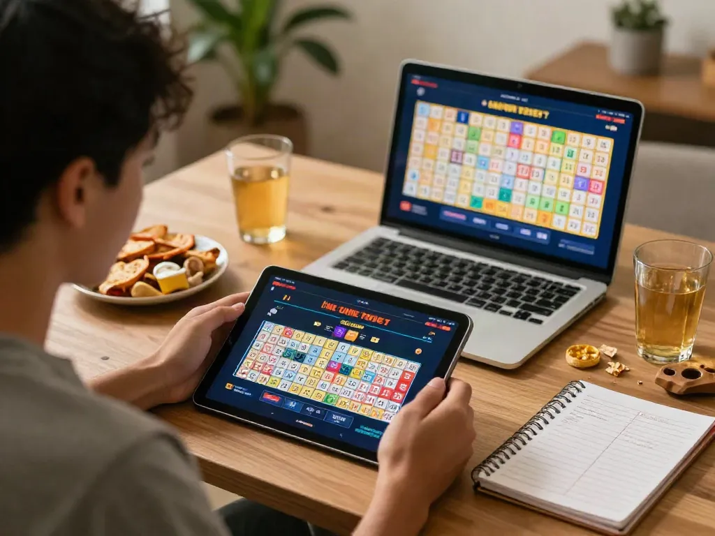 Engaged player using unsurtoto for an exciting Togel game at home