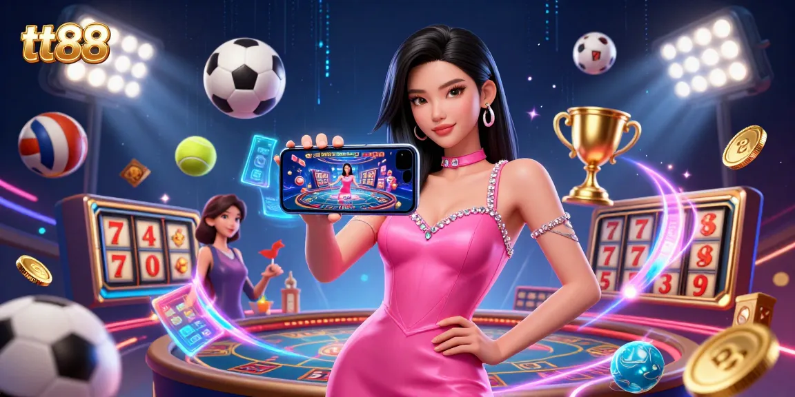 Experience thrilling live dealer games at tt88 with vibrant casino elements and exciting visuals.