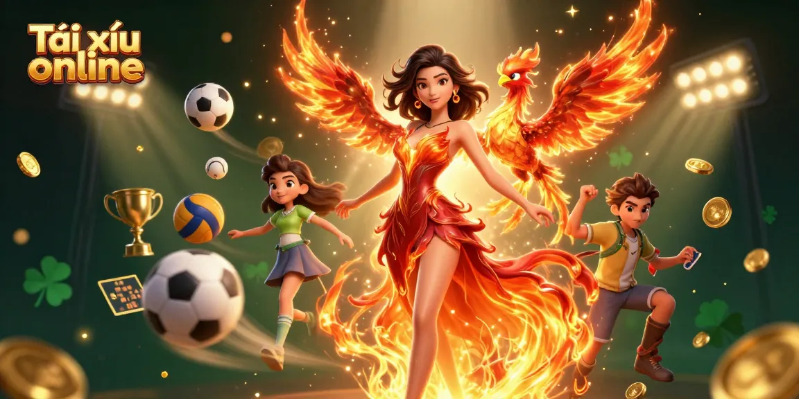 Experience Tài xỉu online with thrilling gameplay and dynamic sports elements in this vibrant illustration.