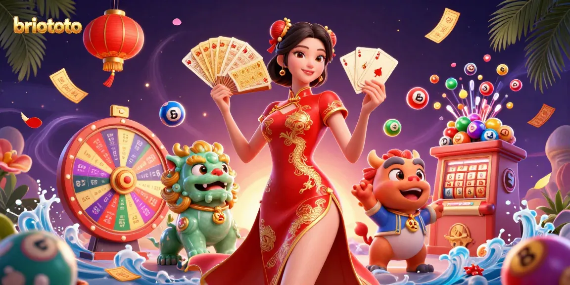 Briototo showcases a vibrant and magical gambling scene with lottery elements and a captivating character.