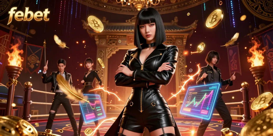 Engage with febet casino excitement through neon crypto visuals and striking game elements.