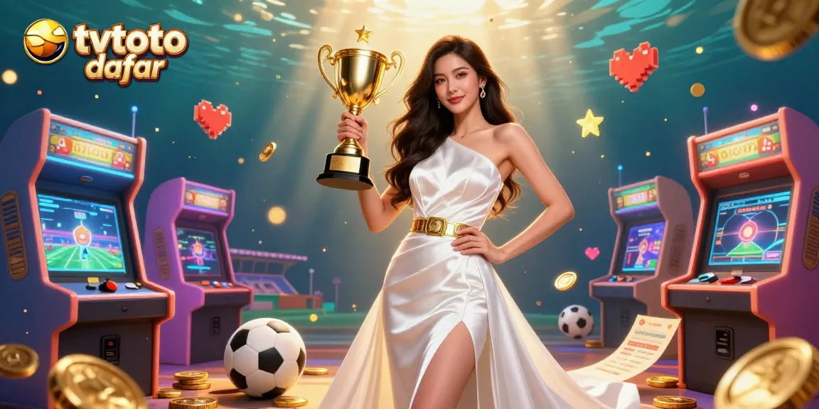 Experience the thrill of tvtoto daftar with lively visuals showcasing sports betting elements and arcade games.