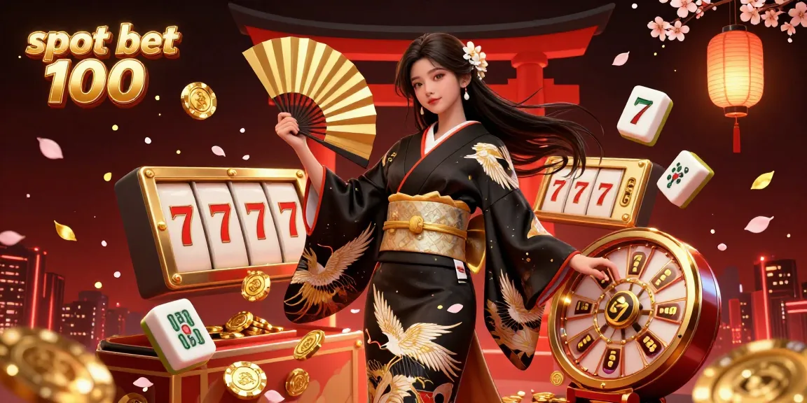 Engage with the excitement of slot bet 100 in this dynamic casino illustration featuring jackpot symbols and vibrant elements.