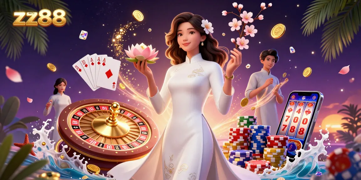 Experience thrilling gameplay with zx88 as golden coins and cherry blossoms enrich a stunning casino scene.