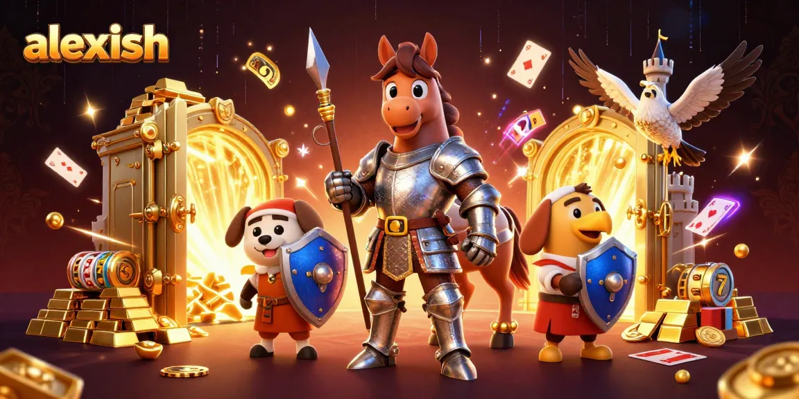 Engage with exciting gaming at alexish, featuring dynamic slot reels and treasure elements.