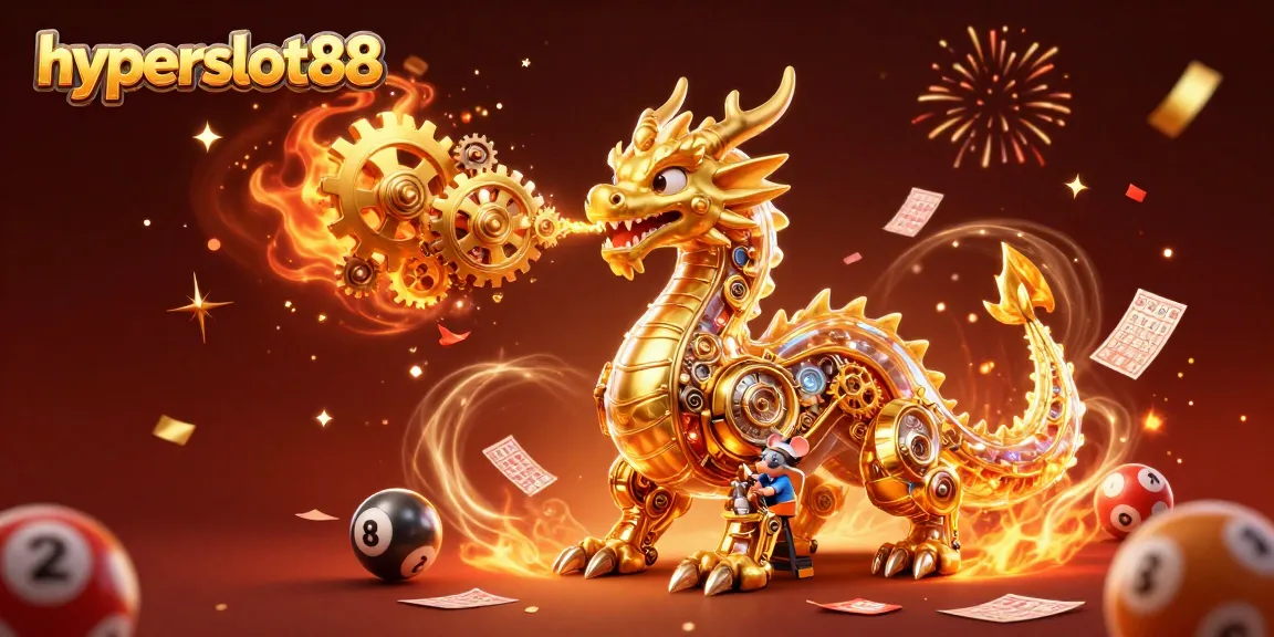 Experience the excitement of hyperslot88 with a dynamic lottery-themed illustration showcasing captivating gambling elements.