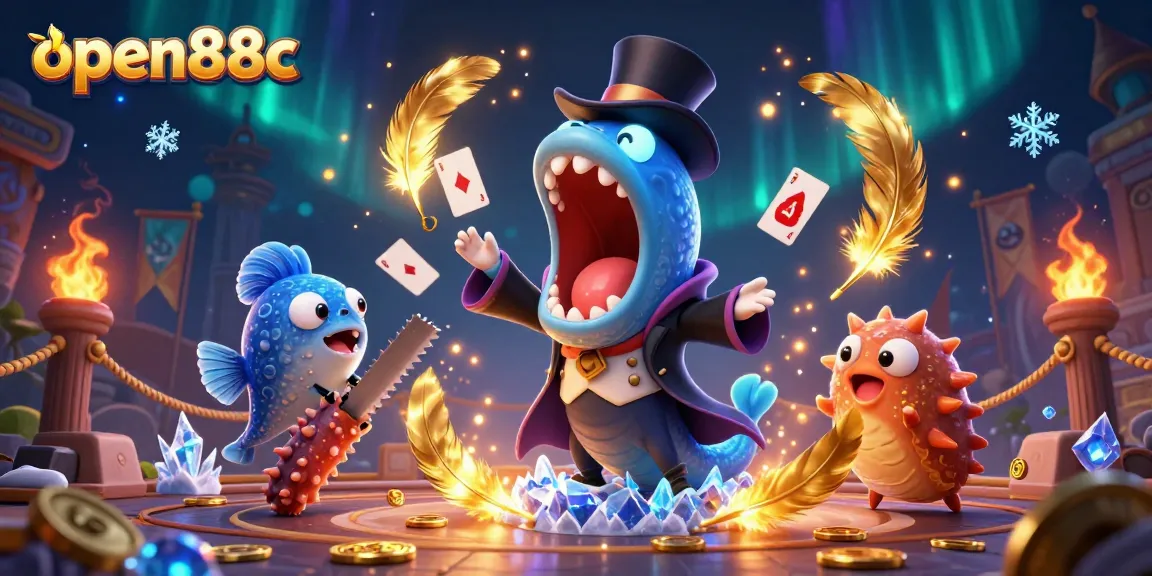 Experience thrilling gameplay at open88c with an energizing card trick performance by unique sea creatures.
