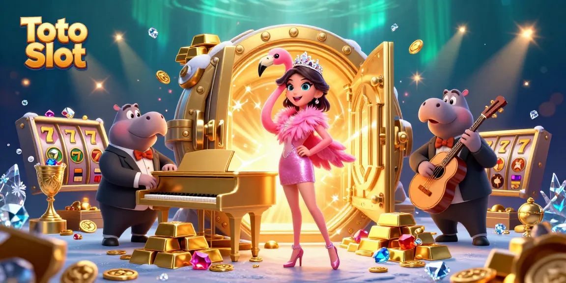 Spin the Toto Slot reels with our vibrant casino scene filled with glamour and excitement!