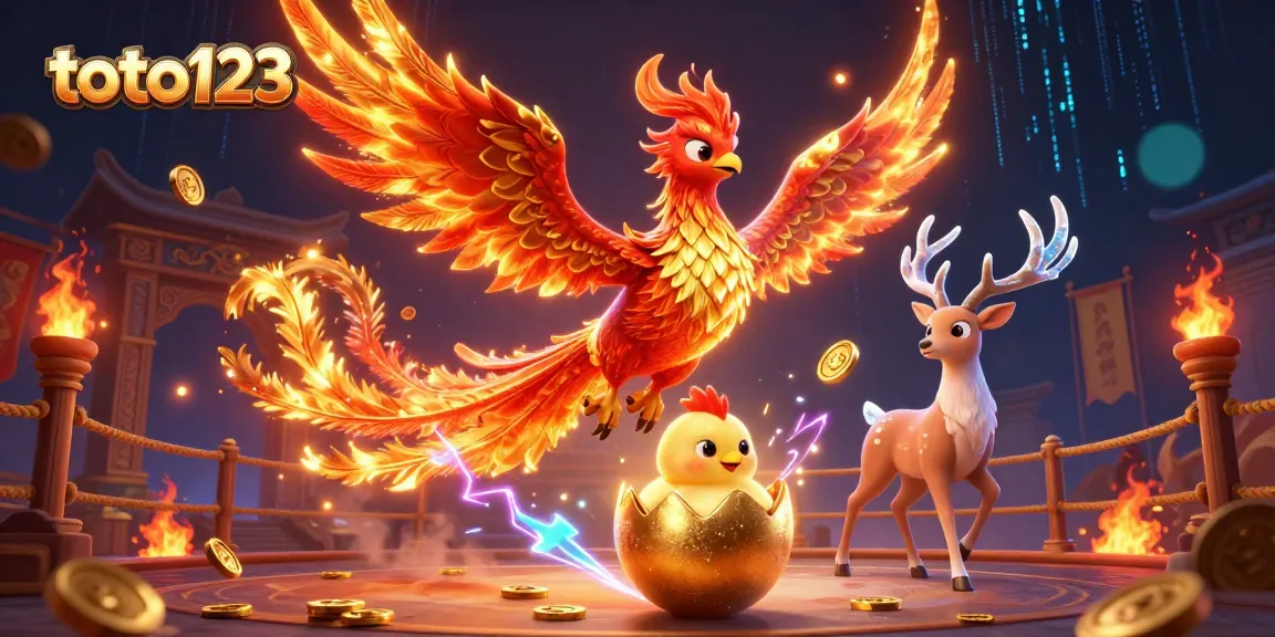 Experience the thrilling world of toto123 with a dynamic phoenix scene and casino elements.
