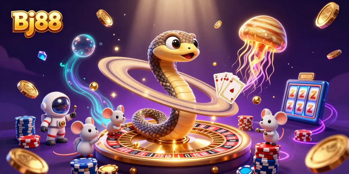 Bet on Bj88's exciting games with captivating scenes featuring animated cosmic characters.