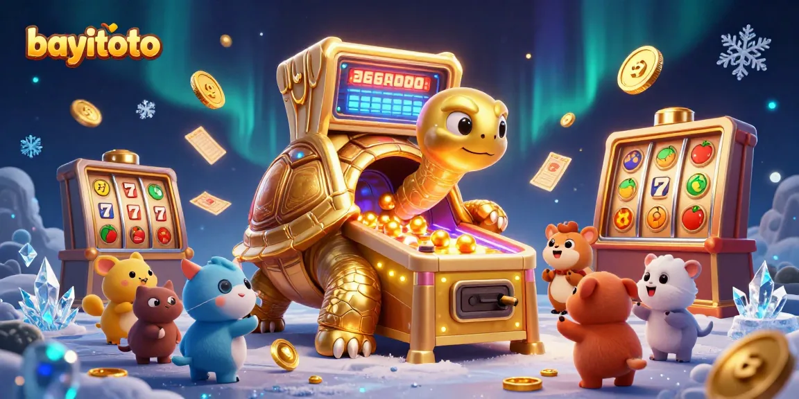Bayitoto enhances slot gaming excitement with a grand pinball tortoise and vibrant animations.