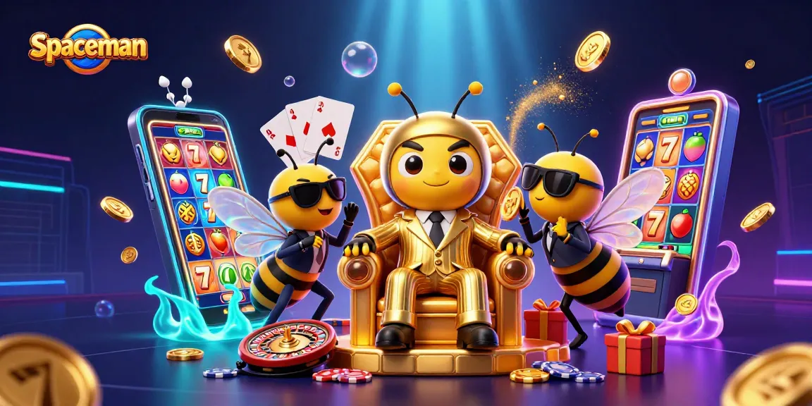 Spin to win with Spaceman slots in this vibrant casino illustration.